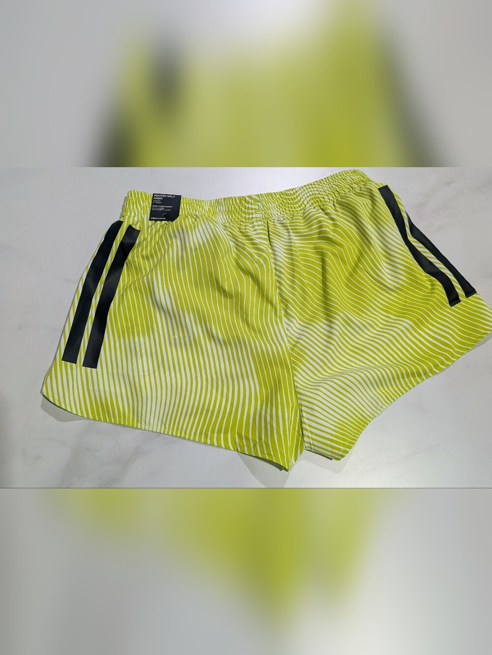 adidas Neon Yellow Women's Athletic Running Shorts - Picture 2 of 3